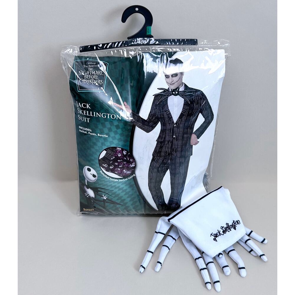 Jack Skellington Nightmare Before Christmas Spirit Halloween Suit Gloves LARGE